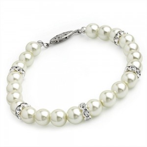 Pearl & Crystal Rondelle Bracelet With Clasp